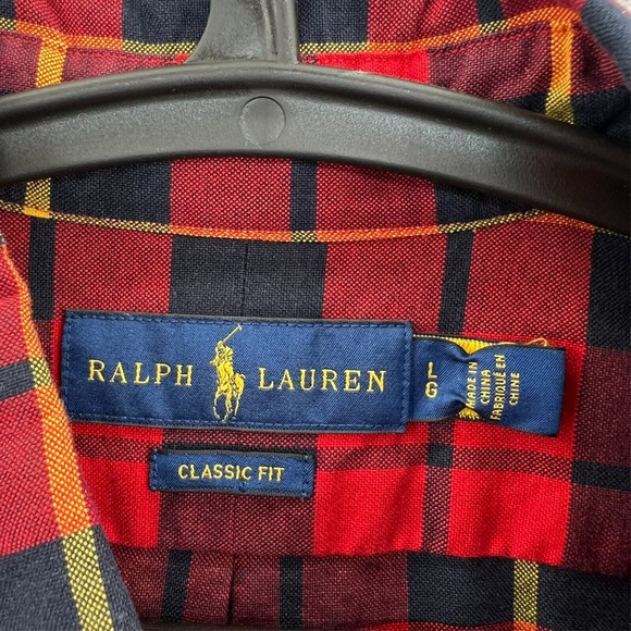 RALPH LAUREN Classic Fit Flannel Shirt Men Large Windowpane Plaid‎ Button Down - Picture 7 of 16